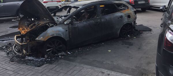 Сгоревшая машина на парковке, архивное фото - Sputnik Литва