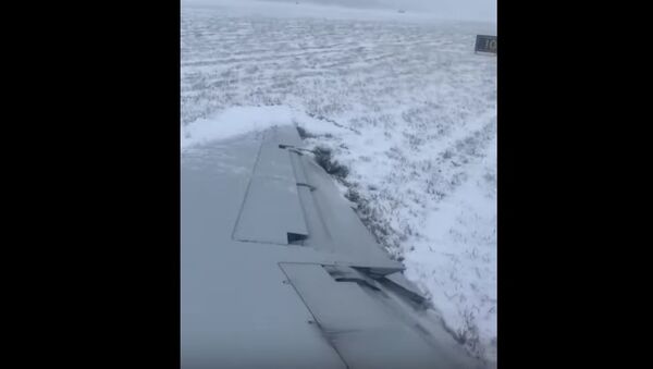 Keleivinis lėktuvas nuneštas už tūpimo tako ribų Čikagoje — video - Sputnik Lietuva
