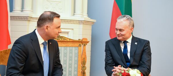Президент Литвы Гитанас Науседа с президентом Польши Анджеем Дудой и супругами, архивное фото - Sputnik Литва
