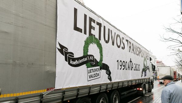 Vežėjų protesto akcija Vilniuje - Sputnik Lietuva