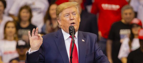 Президент США Дональд Трамп на предвыборном выступлении в Майми Президент США Дональд Трамп на предвыборном выступлении в Майми - Sputnik Lietuva