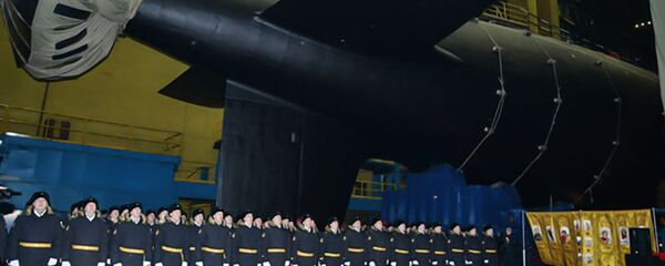 Церемония вывода АПЛ Новосибирск из эллинга АО ПО Севмаш Церемония вывода АПЛ Новосибирск из эллинга АО ПО Севмаш - Sputnik Lietuva