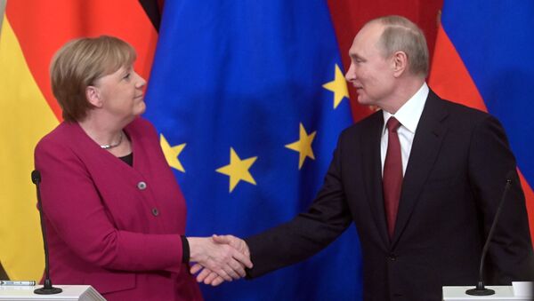 Встреча президента РФ В. Путина с канцлером Германии А. Меркель - Sputnik Lietuva