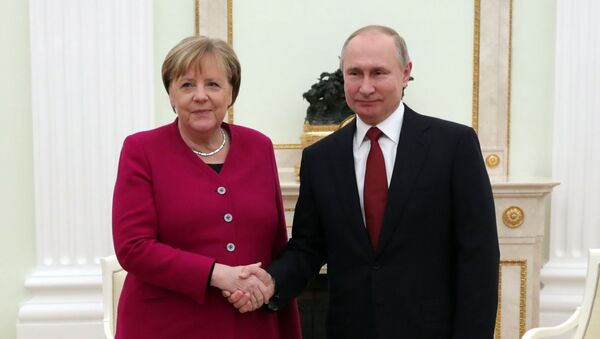 Встреча президента РФ В. Путина с канцлером Германии А. Меркель - Sputnik Lietuva