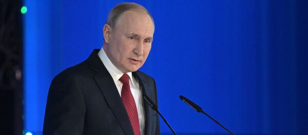 Президент РФ Владимир Путин выступает с ежегодным посланием Федеральному Собранию, 15 января 2020 года - Sputnik Литва