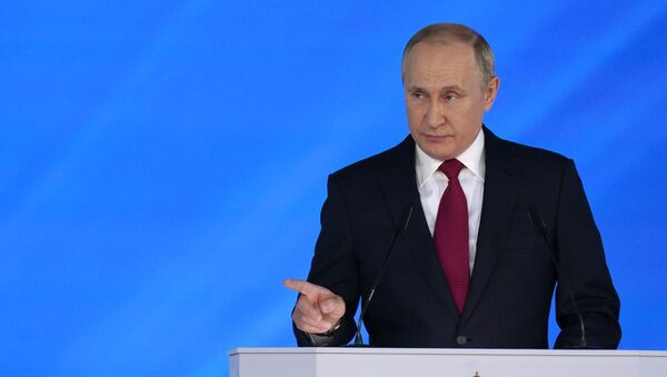 Президент РФ Владимир Путин выступает с ежегодным посланием Федеральному Собранию, 15 января 2020 года - Sputnik Lietuva