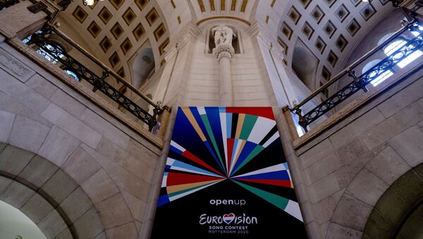 Баннер Евровидения-2020 в Роттердаме, 28 января 2020 года - Sputnik Литва