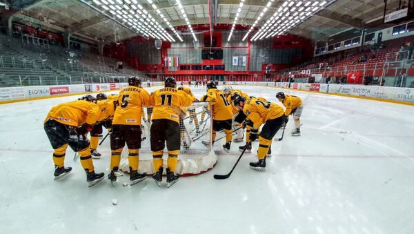 Хоккеисты сборной Литвы в заключительном матче со сборной Хорватии, 9 февраля 2020 года - Sputnik Литва