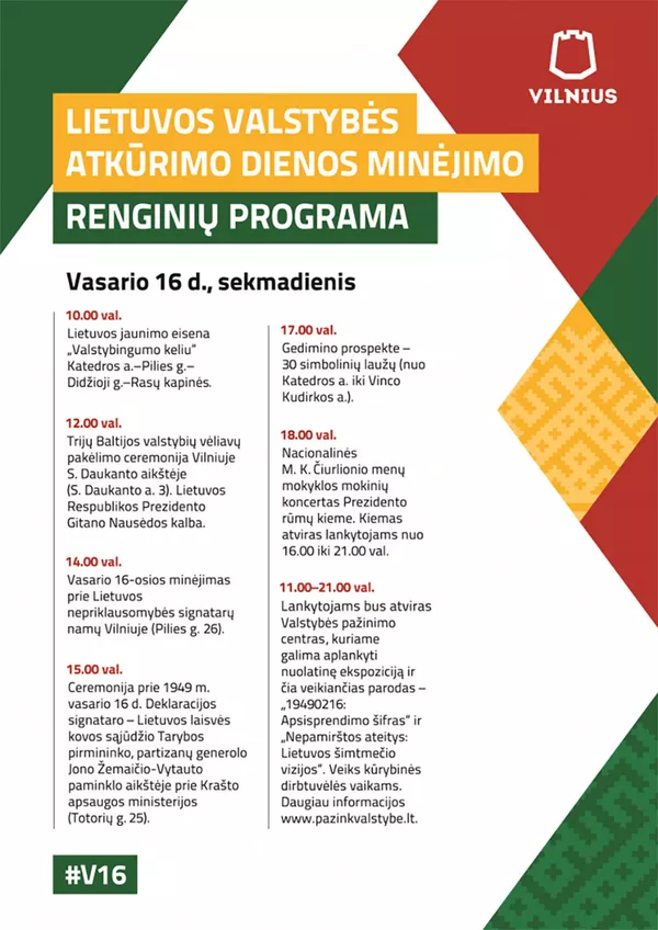 Kur ir kaip Vilniuje švęsti Vasario16-ąją