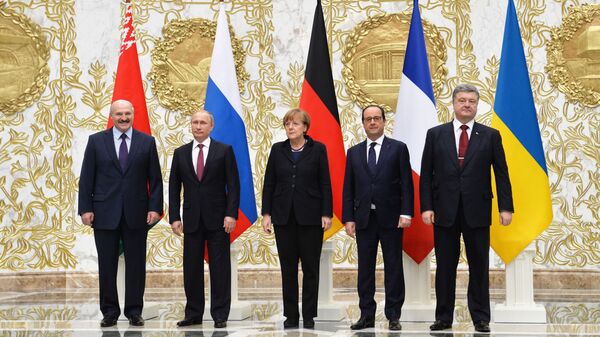 Переговоры лидеров России, Германии, Франции и Украины в Минске, архивное фото - Sputnik Lietuva