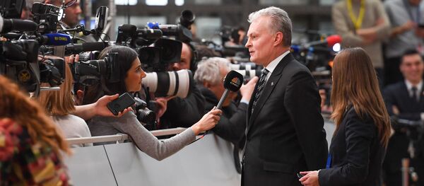 Президент Литвы Гитанас Науседа на саммите ЕС в Брюсселе, 20 февраля 2020 года - Sputnik Литва