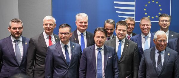 Лидеры стран-участниц ЕС на обсуждении бюджета в Евросовете, 21 февраля 2020 Лидеры стран-участниц ЕС на обсуждении бюджета в Евросовете, 21 февраля 2020 - Sputnik Lietuva