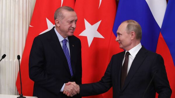 Президент РФ В. Путин встретился с президентом Турции Р. Эрдоганом - Sputnik Литва