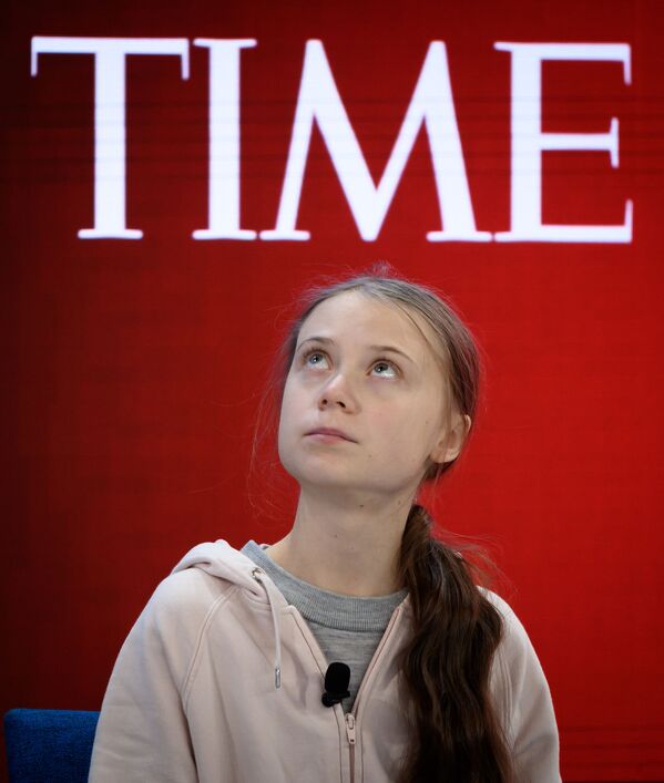 Шведская активистка Грета Тунберг во время ежегодной встречи Всемирного экономического форума в Давосе - Sputnik Lietuva