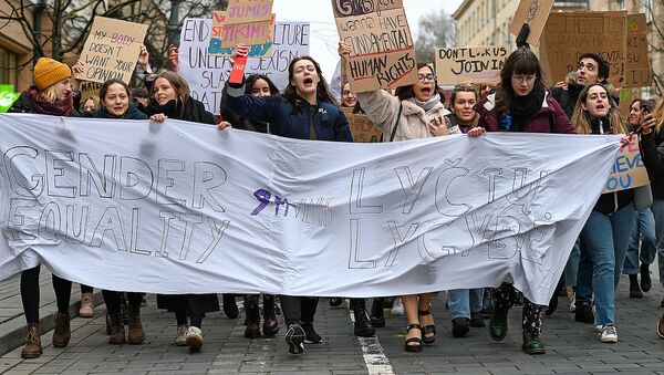 Акция феминисток 9 марта в Вильнюсе - Sputnik Литва