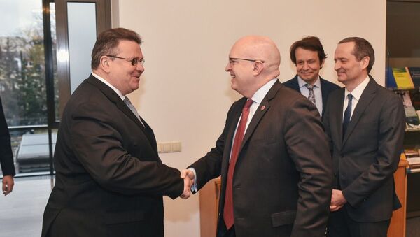 Lietuvos užsienio reikalų ministras Linas Linkevičius susitiko su Jungtinių Amerikos Valstijų valstybės sekretoriaus padėjėju Philipu Thomas Reekeriu - Sputnik Lietuva