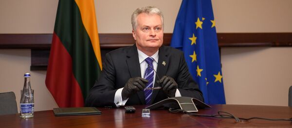 Президент Литвы Гитанас Науседа на видеосвязи с президентами балтийских стран - Sputnik Литва