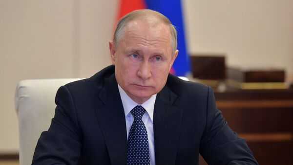 Президент РФ В. Путин в режиме видеоконференции провел совещание по вопросам развития ситуации с коронавирусной инфекцией - Sputnik Литва