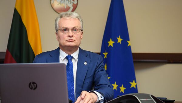 Президент Литовской Республики Гитанас Науседа участвует в четвертом онлайн-заседании Европейского совета - Sputnik Литва