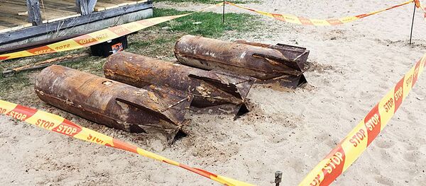 Lietuvos gyventojas savo kieme rado didelį kiekį kasetinių aviacinių bombų Lietuvos gyventojas savo kieme rado didelį kiekį kasetinių aviacinių bombų - Sputnik Lietuva