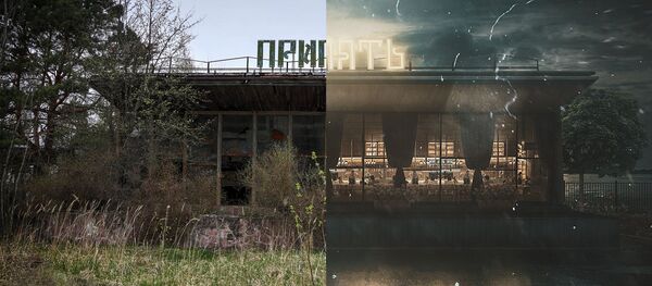 Фотографии города Припять после аварии на Чернобыльской АЭС и в фантазии художника без аварии Фотографии города Припять после аварии на Чернобыльской АЭС и в фантазии художника без аварии - Sputnik Lietuva