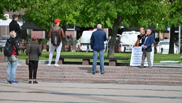 Акция протеста против условий карантина в Вильнюсе - Sputnik Lietuva