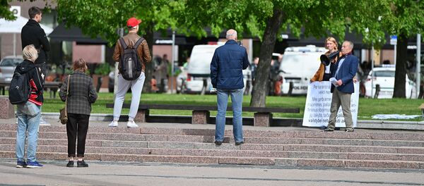 Акция протеста против условий карантина в Вильнюсе Акция протеста против условий карантина в Вильнюсе - Sputnik Lietuva