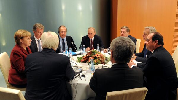 Путин, Меркель и Олланд обсудили в Берлине войну в Сирии - Sputnik Lietuva