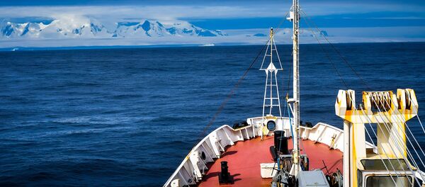 Вид с борта исследовательского судна Балтийского флота Адмирал Владимирский на остров Аделейд во время плавания к антарктической станции Беллинсгаузен - Sputnik Lietuva