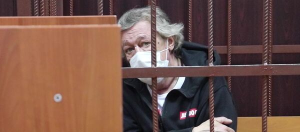 Актер Михаил Ефремов во время избрания меры пресечения в Таганском суде Москвы Актер Михаил Ефремов во время избрания меры пресечения в Таганском суде Москвы - Sputnik Lietuva