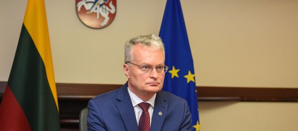 Президент Литвы Гитанас Науседа выступил с приветственной речью на видеосеминаре Восточное партнерство – между прошлым и будущим, 12 июня 2020 года - Sputnik Литва