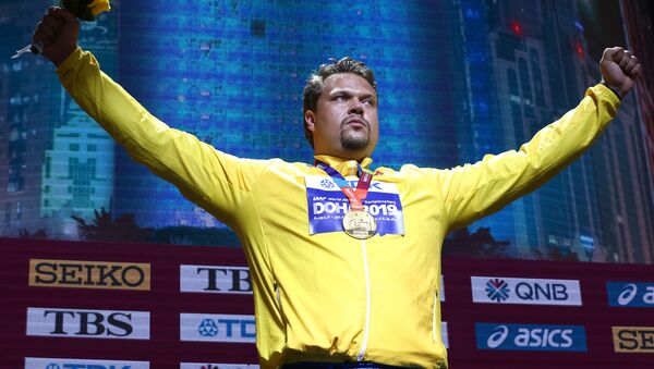 Действующий чемпион мира в метании диска швед Даниэль Столь, архивное фото - Sputnik Литва