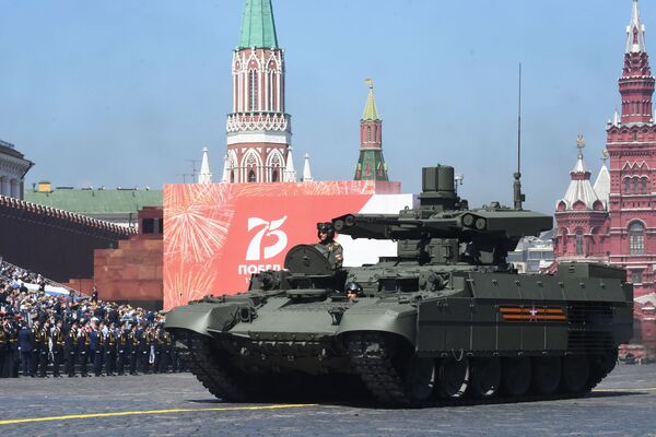Боевая машина поддержки танков (БМПТ) Терминатор во время военного парада Победы - Sputnik Литва
