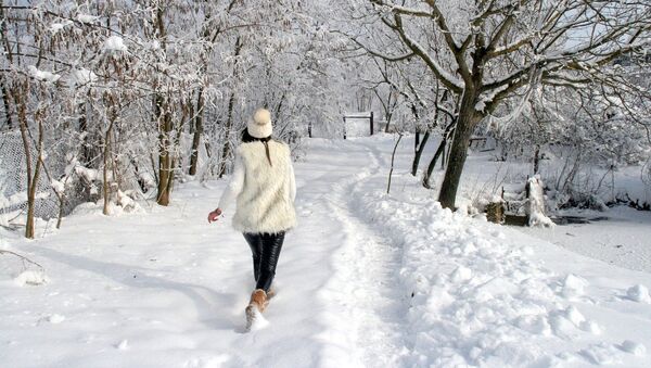 Девушка на дороге зимой - Sputnik Lietuva