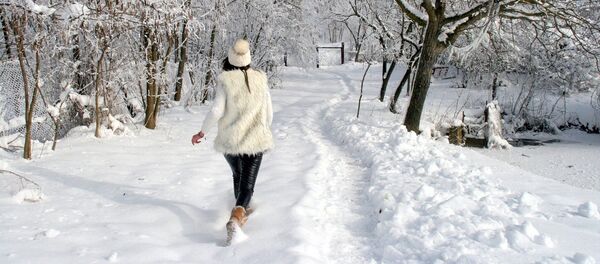 Девушка на дороге зимой - Sputnik Литва