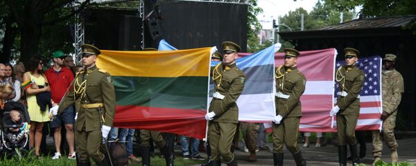 Рота почетного караула и флаги стран Балтии и США Рота почетного караула и флаги стран Балтии и США - Sputnik Lietuva