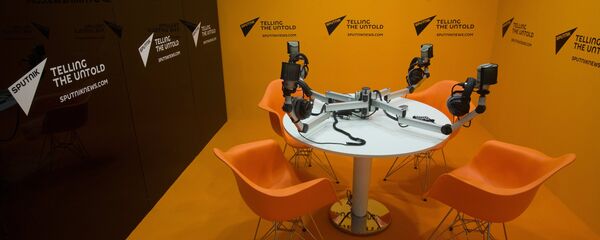 Подготовка к открытию Петербургского Студия международного информационного агентства и радио Sputnik в ЭкспоФоруме, архивное фотофорума - Sputnik Литва