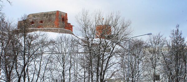 Гора Гедиминаса в снегу. Вид со спуска с горы Трех крестов - Sputnik Литва