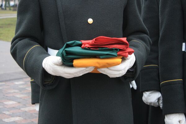 Государственный флаг в руках бойца роты почетного караула - Sputnik Литва