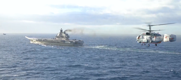 Боевое дежурство крейсера Адмирал Кузнецов в Сирии. Видео Минобороны РФ Боевое дежурство крейсера Адмирал Кузнецов в Сирии. Видео Минобороны РФ - Sputnik Литва