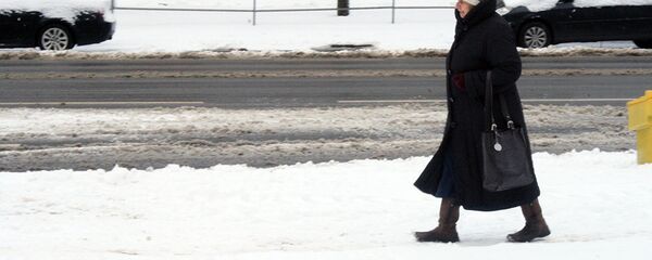 Пешеход идет по заснеженным тротуарам - Sputnik Литва