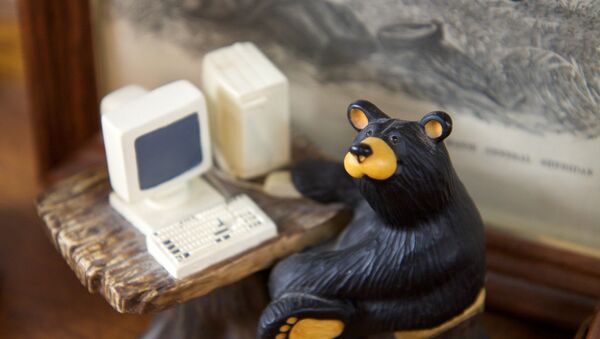 Фигурка медведя за компьютером - Sputnik Lietuva