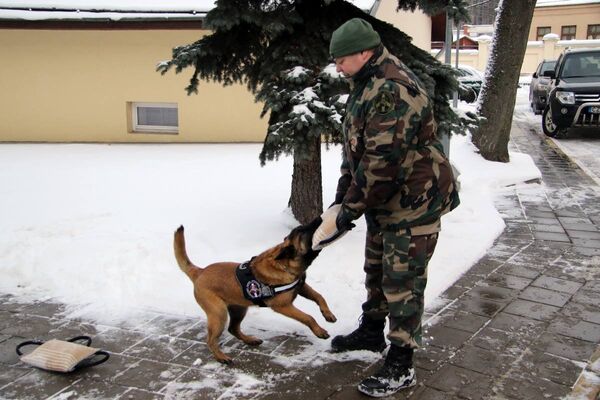 Пограничник Видас Букаускас и служебная собака Лара - Sputnik Литва