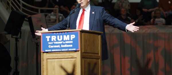 Кандидат в президенты США от Республиканской партии Дональд Трамп в штате Индиана Кандидат в президенты США от Республиканской партии Дональд Трамп в штате Индиана - Sputnik Литва