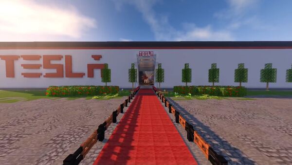 Кадр из видео о заводе Tesla в игре Minecraft - Sputnik Литва
