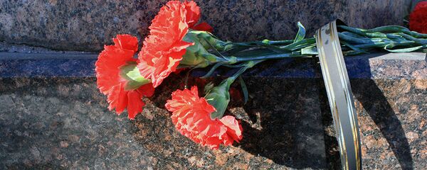 Гвоздики на гранитном памятнике погибшим воинам - Sputnik Литва