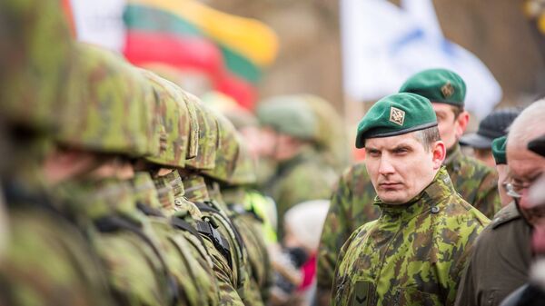 Литовские солдаты и флаг Литвы, архивное фото - Sputnik Литва