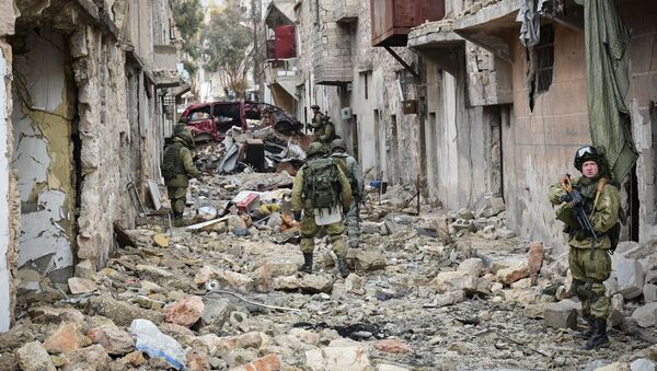 Военные инженеры сводного отряда Международного противоминного центра Вооруженных сил РФ в Алеппо - Sputnik Lietuva