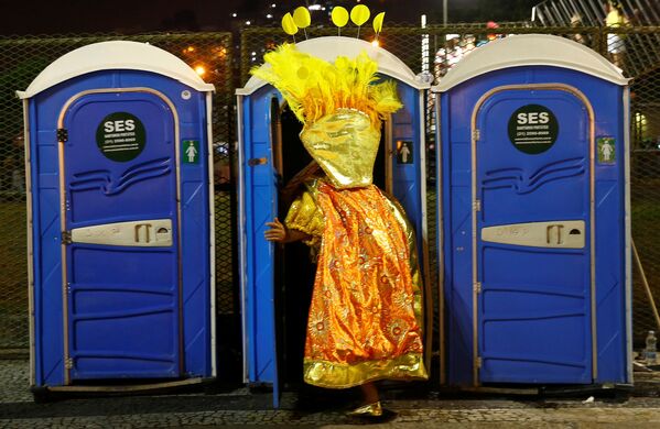 Участник карнавала в Рио-де-Жанейро в костюме - Sputnik Литва