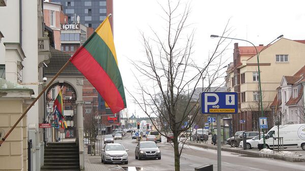 Государственные флаги Литвы украшают дома на улице Лепу в Клайпеде - Sputnik Lietuva